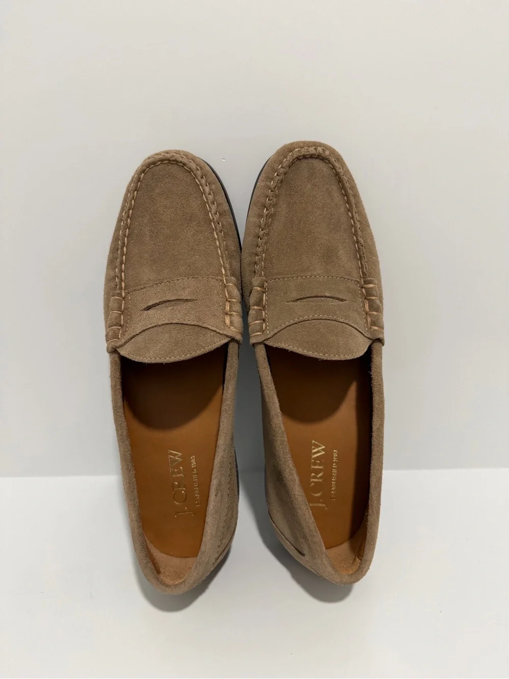 NEW J. Crew Camden suede loafers with rubber soles wet sand CQ877 size 11.5 $188